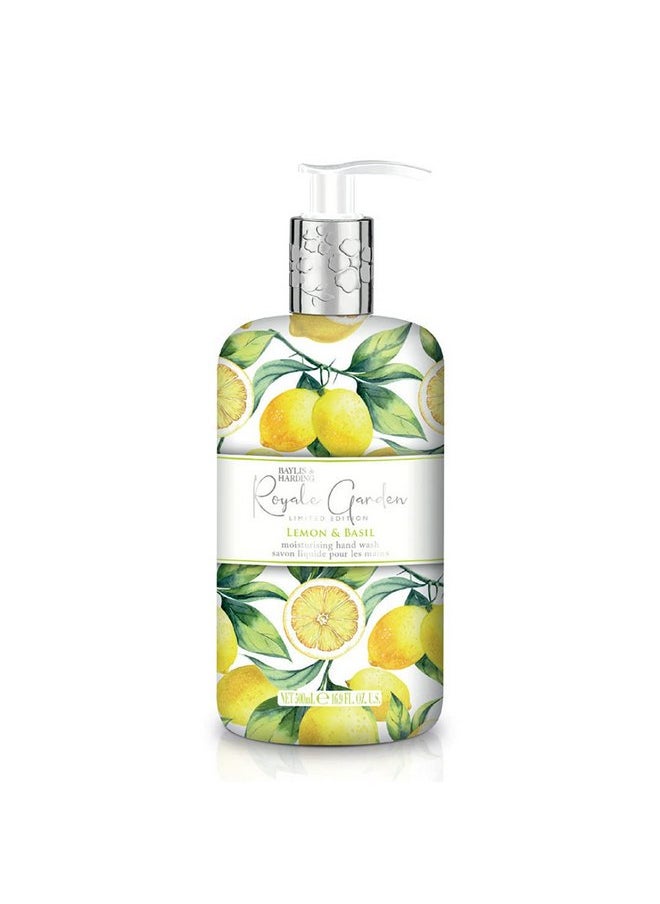 Baylis & Harding Liquid Hand Soap Wash with Dispenser, Royale Garden, Lemon & Basil, 16.9oz/500ml (6-Pack)