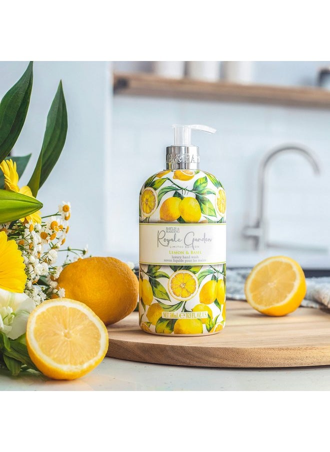 Baylis & Harding Liquid Hand Soap Wash with Dispenser, Royale Garden, Lemon & Basil, 16.9oz/500ml (6-Pack)
