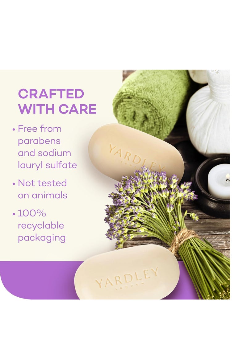 Yardley London Nourishing Bath Soap Bar English Lavender, Calms & Soothes with Pure Lavender Extracts & Essential Oils 4.0 oz Bath Bar, 2 Soap Bars