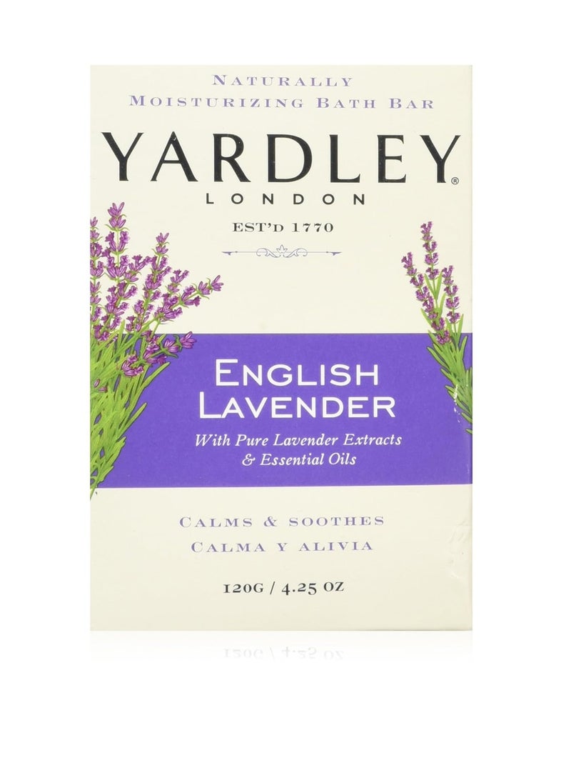 Yardley London English Lavender with Essential Oils Soap Bar, 4.25 oz Bar (Pack of 8)