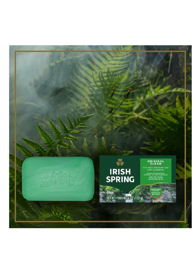 Irish Spring Soap for Men, Original Clean Men Irish Spring Bar Soap for Washing Hands and Body, Mild for Skin, 4 Ounce each, Plus 1 Loofah Sponge Pad (8Pack, original)
