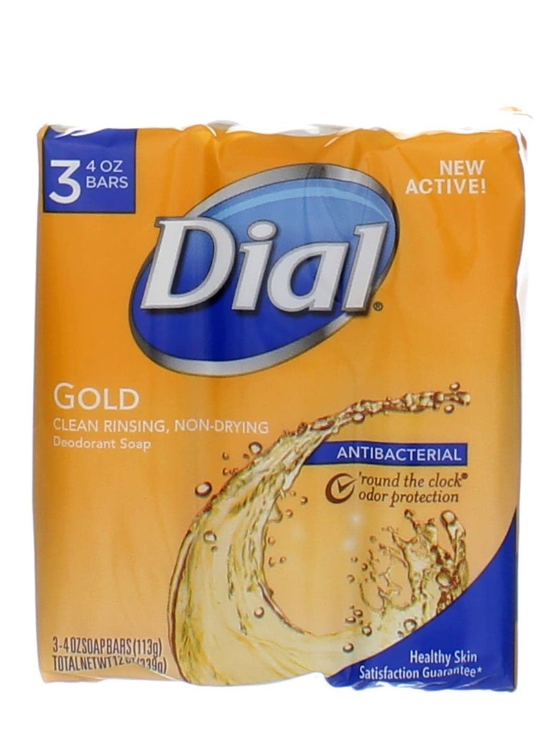 Dial Antibacterial Deodorant Soap, Gold, 4 Ounce, 3 Bars (Pack of 4)