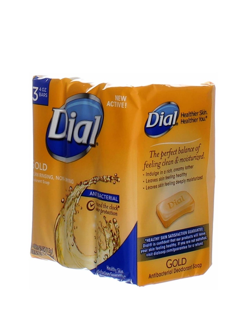Dial Antibacterial Deodorant Soap, Gold, 4 Ounce, 3 Bars (Pack of 4)