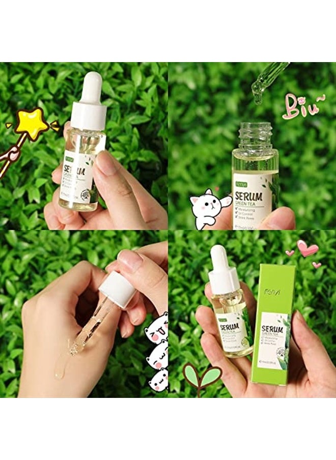 Green Tea Face Serum Moisturizing & Hyaluronic Acid Oil Control Skin Soothing Skincare Shrink Pores Serum, Natural Facial Serum for Skin Care Breakout Pimple Cutin Repair