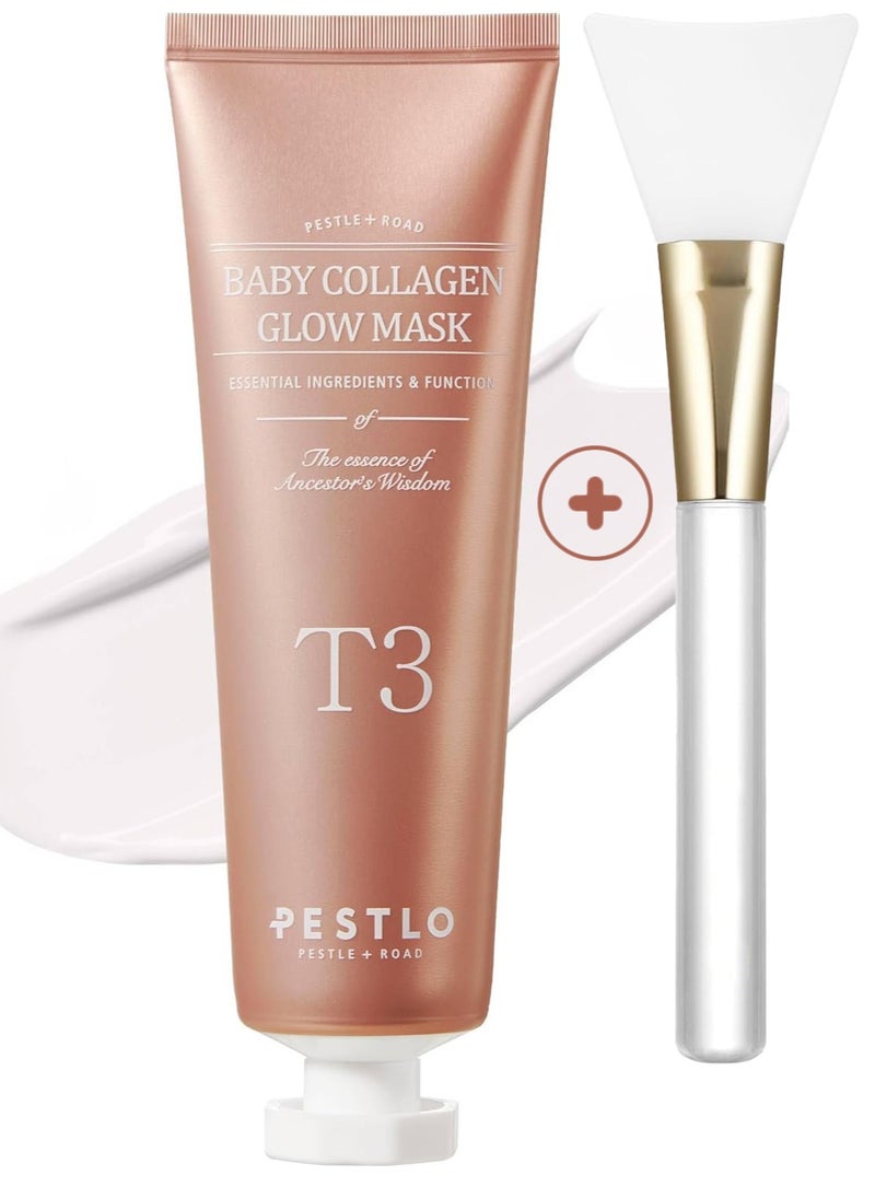 Baby Collagen Glow Mask - Korean Face Mask Skincare for Elasticity, Firmness, Radiant Skin, Pore Care, Infused with Reallagen, Aginon, Volufiline