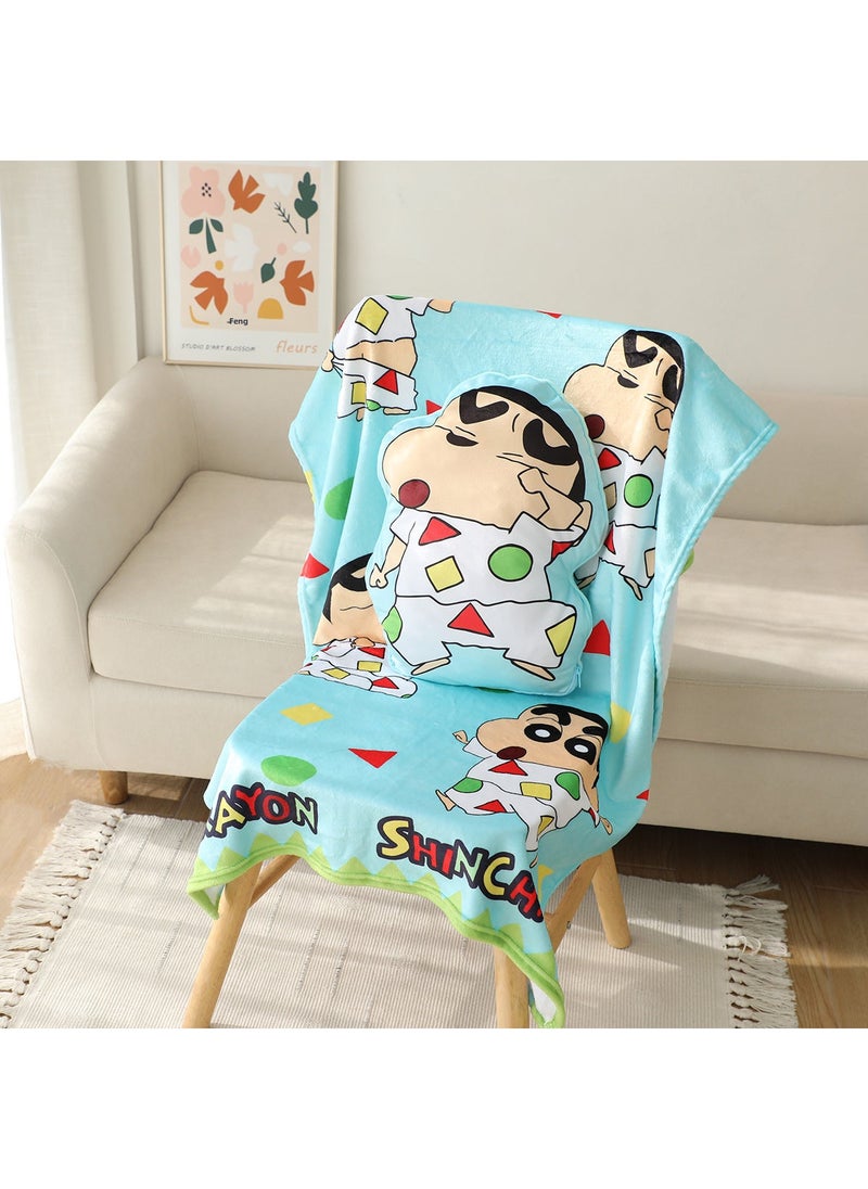 1 x 5 pcs Crayon Shinchan Pillow and Throw Set for Nap Kneading small new pillow blanket