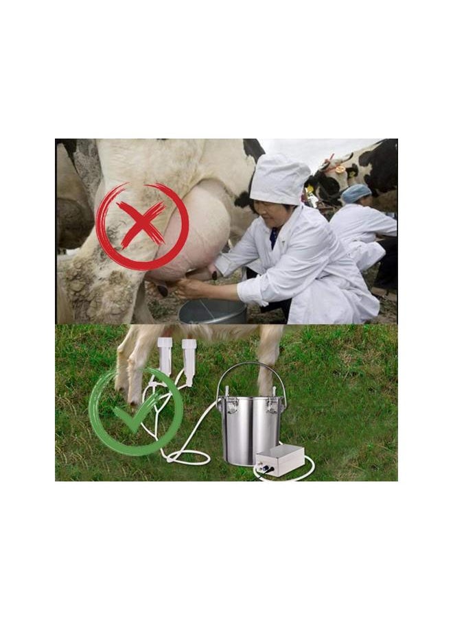 5.5L Electric Milking Machine Portable Vacuum-Pulse Pump Cow Milking Device, Upgrade Stainless Steel Breast Pump Adjustable Household Suction Vacuum Pump for Cow Sheep Goat