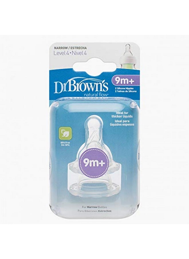 Dr. Brown's Natural Flow Level 4 Standard Neck Nipple (Pack of 2, White)