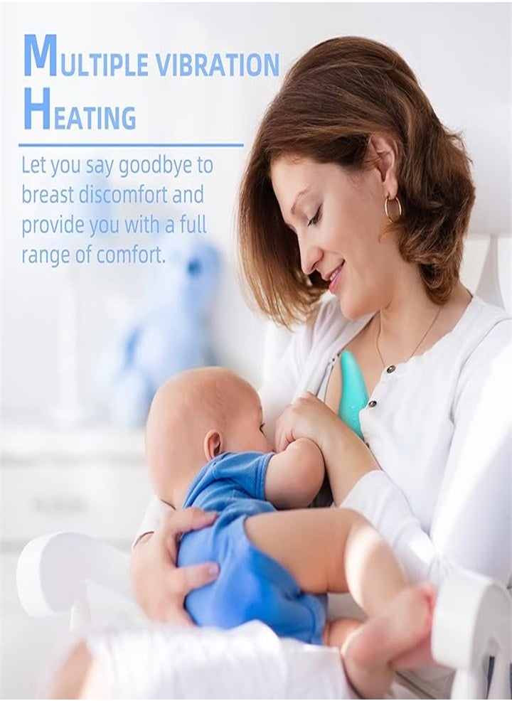 Breastfeeding Heated Electric Massager - 10 Vibration Modes to Improve Milk Flow and Relieve Postpartum Swelling and Pain (Blue)