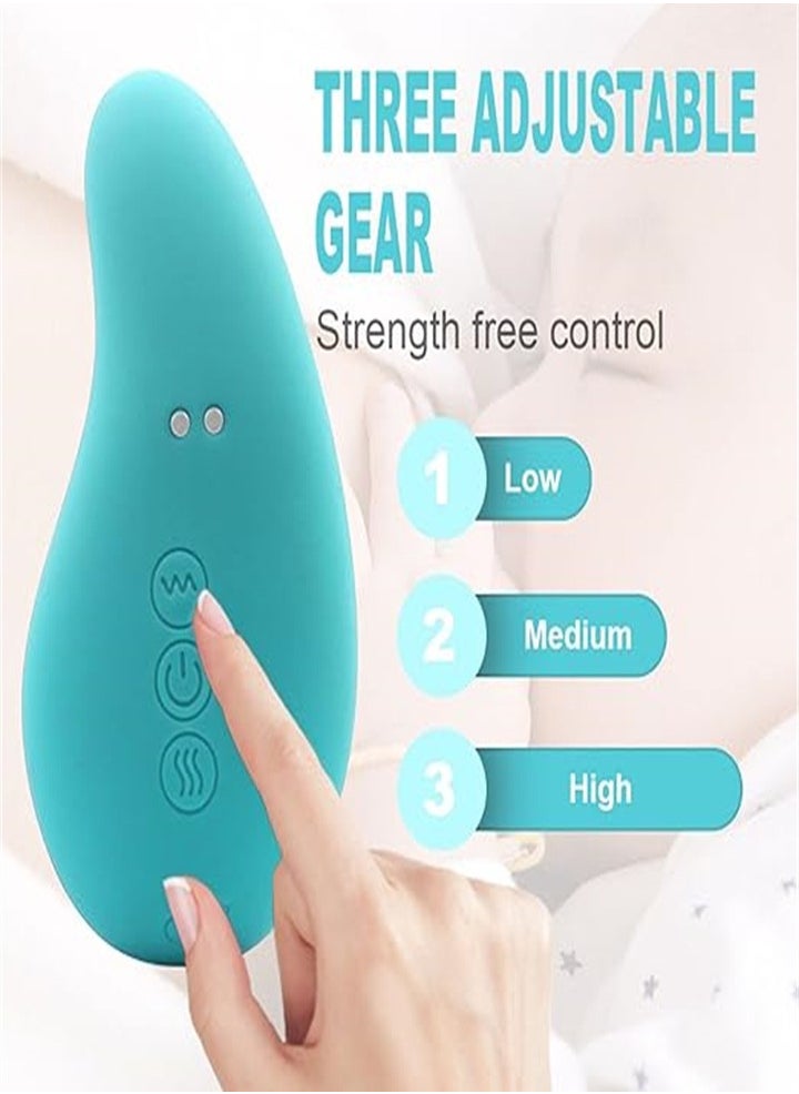 Breastfeeding Heated Electric Massager - 10 Vibration Modes to Improve Milk Flow and Relieve Postpartum Swelling and Pain (Blue)