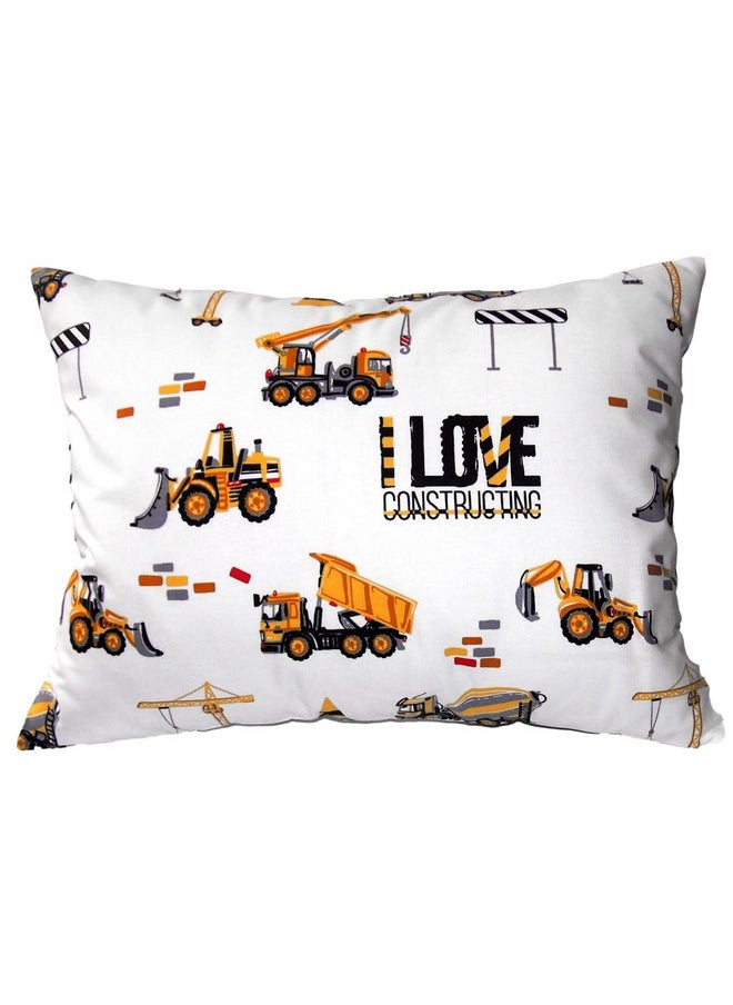 Toddler Pillowcase 13 x 18 Cotton - Toddler Pillow Cases for Travel Pillows, Truck Tractor Pillows for Boys, Pillowcase Boys - The Little Builder