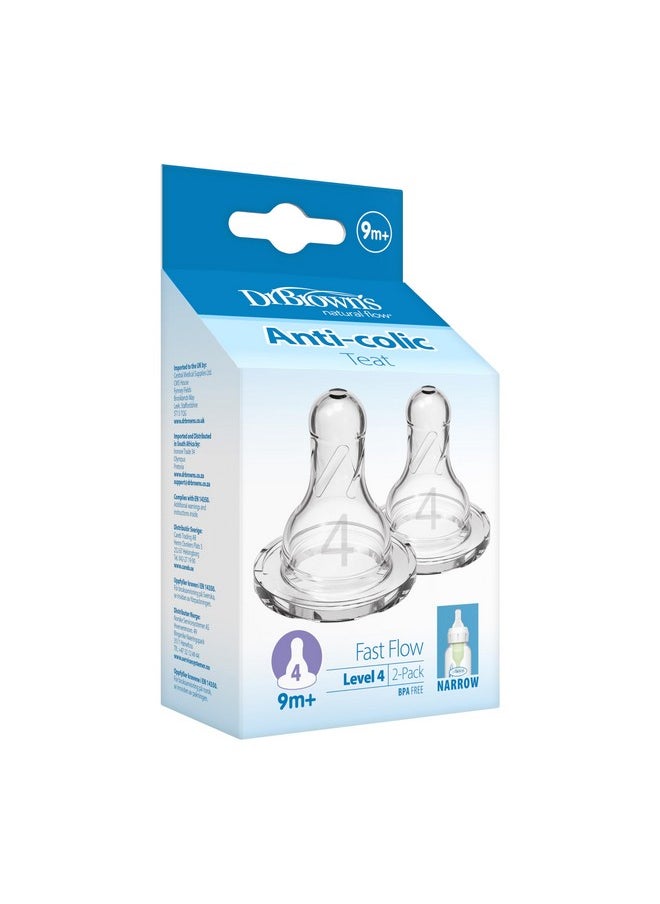 Dr Brown's Natural Flow Y-Cut Narrow Nipple (Clear, 9 M) -Set of 2