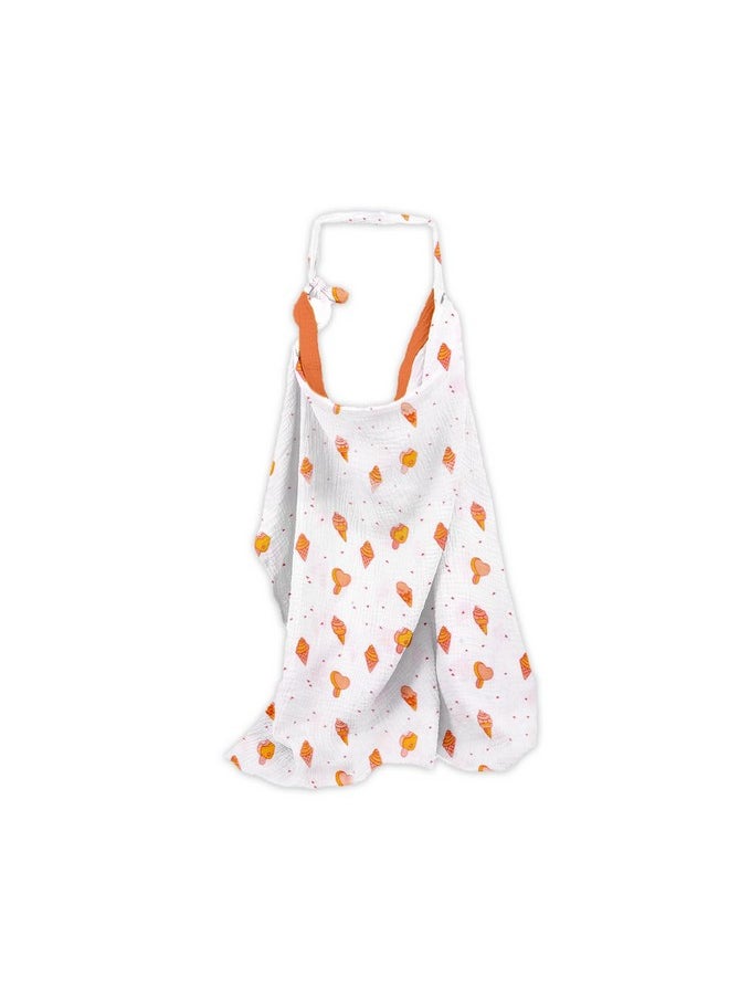 MOM's HOME Organic Cotton Muslin Nursing Cover For Breastfeeding Apron|Ice-Cream,1 Count