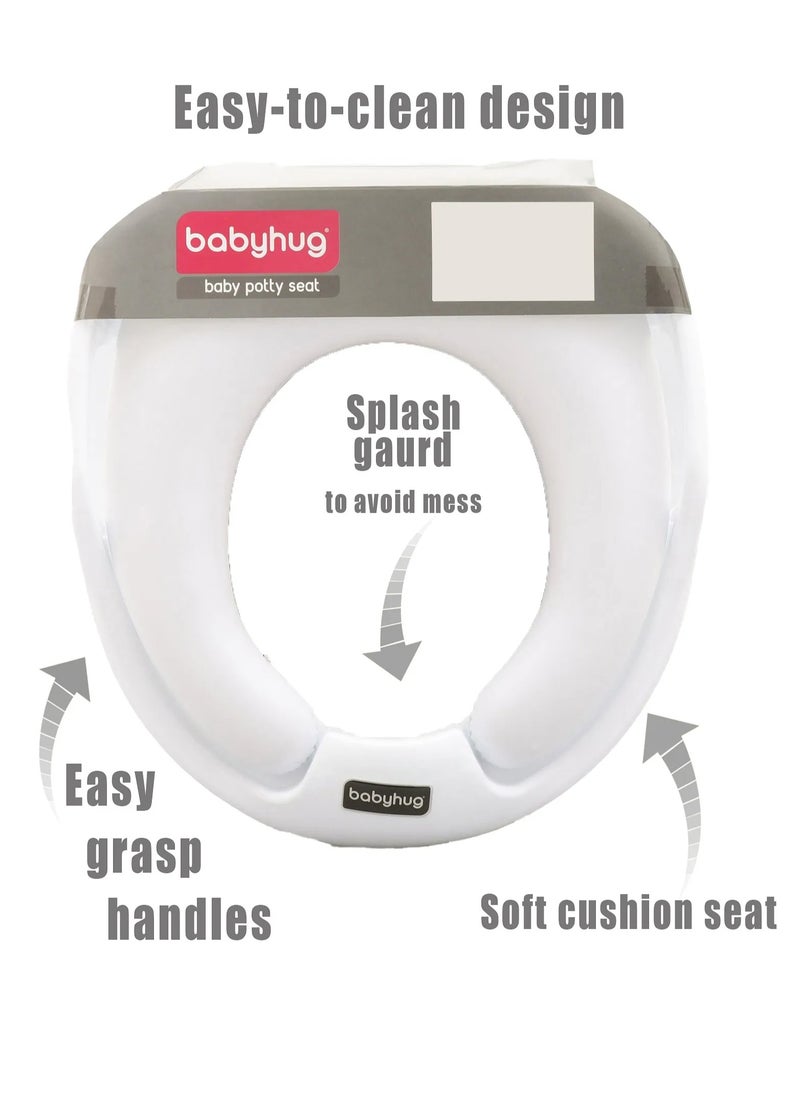 Babyhug Premium Potty Seat, Cushion Seat, Strong & Sturdy, 9 Months to 3 Years, 31 x 28 x 8.5 cm - White