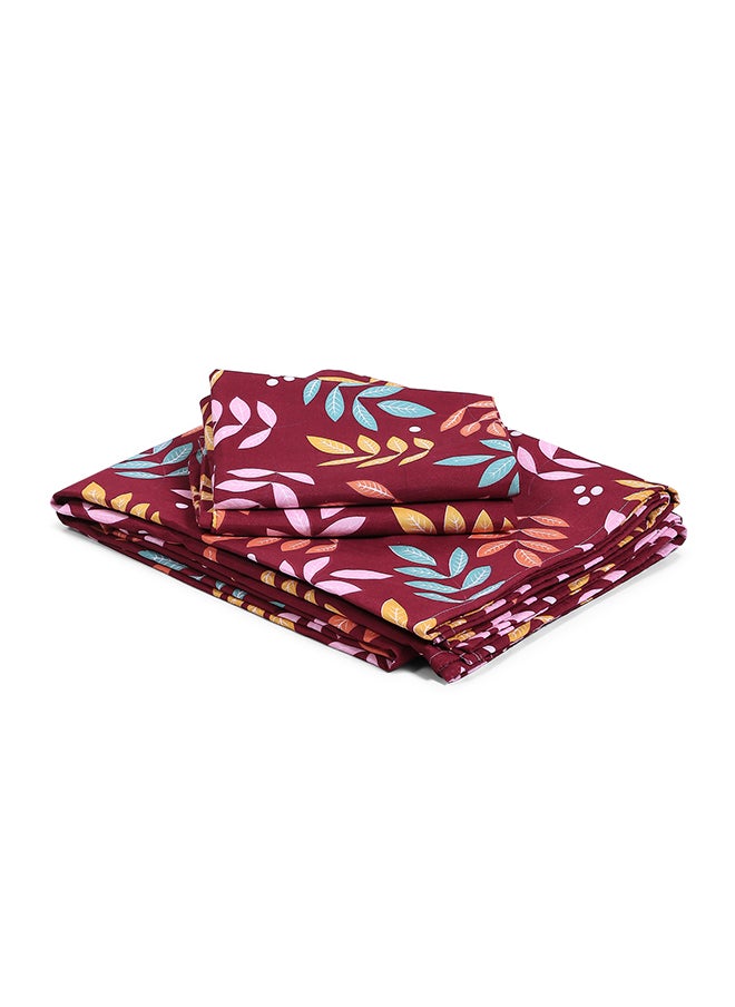 Cotton Rich Double Bedsheet with 2 Pillow Covers for Bed Room, Home, Hotel-120 GSM, Red, 210 X 215 Cm