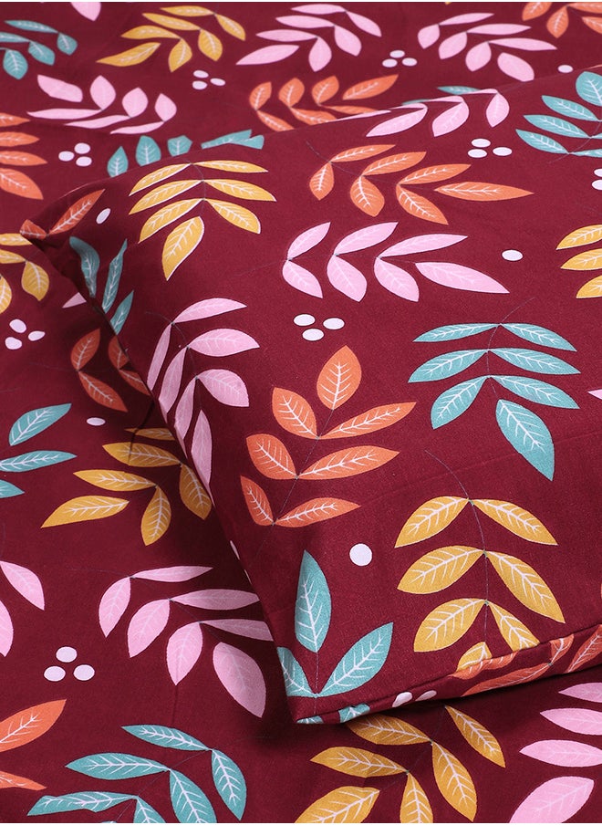 Cotton Rich Double Bedsheet with 2 Pillow Covers for Bed Room, Home, Hotel-120 GSM, Red, 210 X 215 Cm