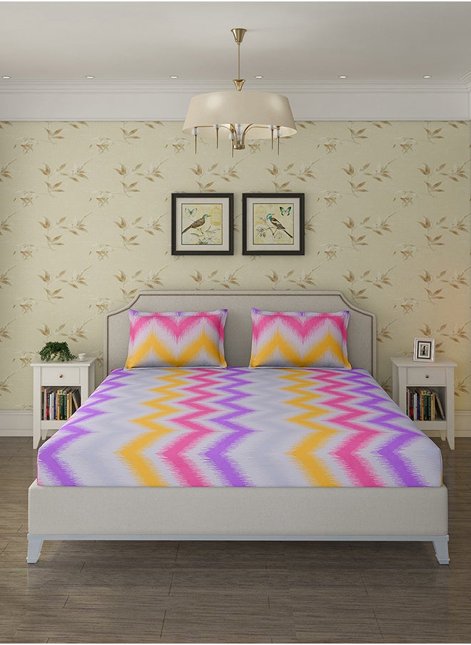 Cotton Rich Double Bedsheet with 2 Pillow Covers for Bed Room, Home, Hotel-120 GSM, Pink Red, 210 X 215 Cm