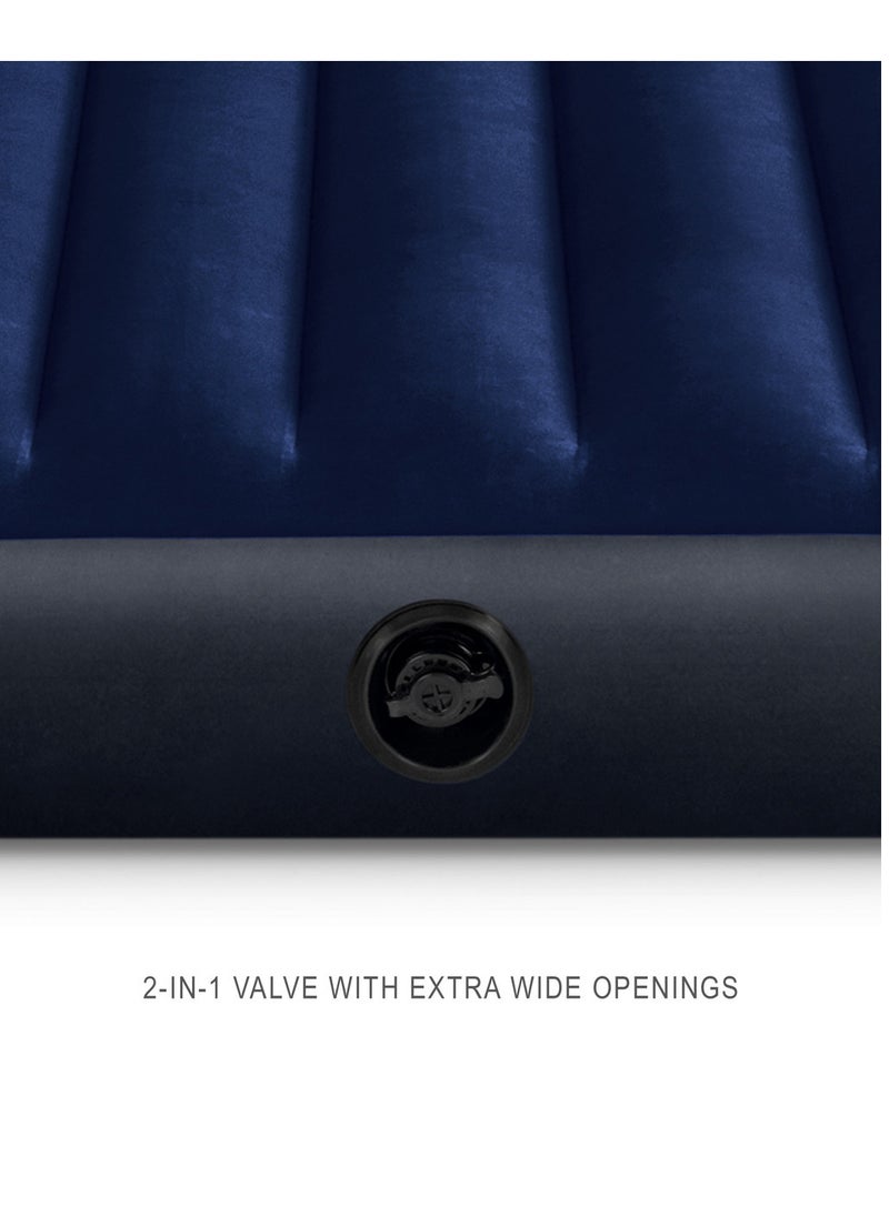 King Dura-Beam® Series Classic Downy Airbed 1.83x2.03m x 25cm – Blue and Black Combination, Fiber-Tech® Technology, Plush Top, Quick Inflation