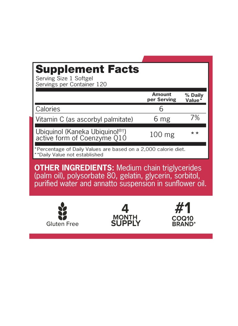 Mega COQ10 UBIQUINOL 100mg 120 Softgels