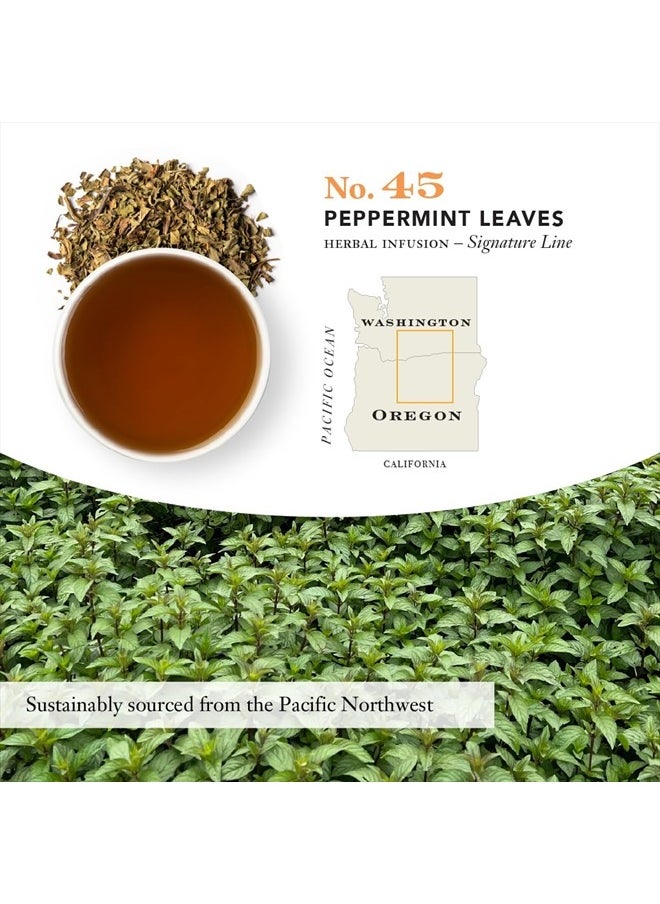 Smith Teamaker | Peppermint Leaves No. 45 - Made with USA Peppermint | Caffeine-Free Herbal Variety (15 Sachets - .78oz each)