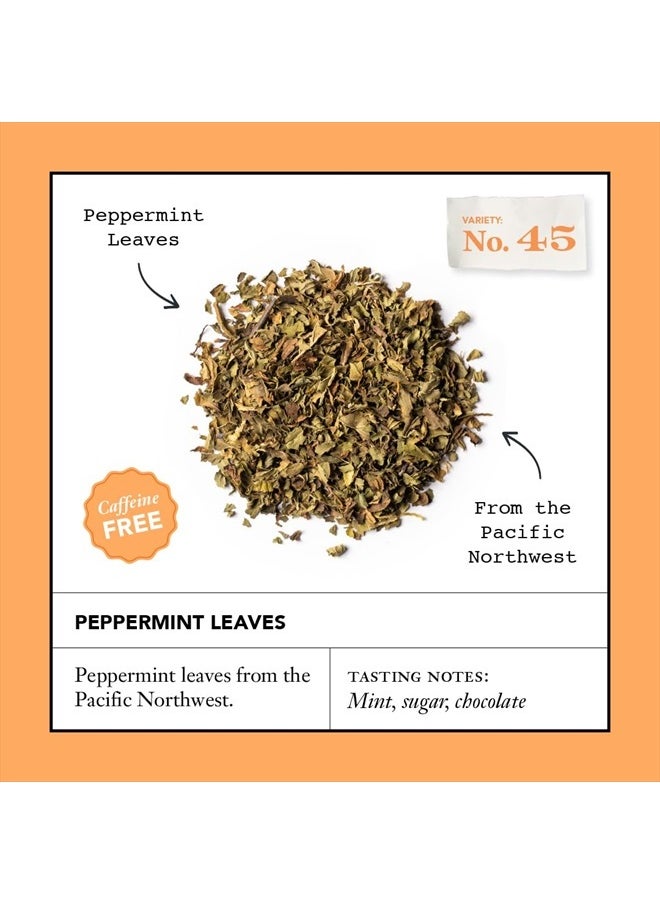 Smith Teamaker | Peppermint Leaves No. 45 - Made with USA Peppermint | Caffeine-Free Herbal Variety (15 Sachets - .78oz each)