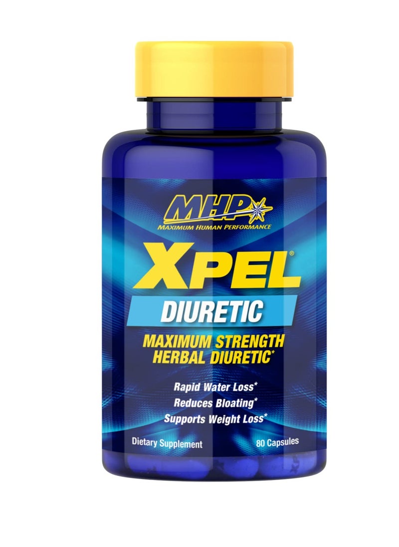 MHP Xpel Diuretic | Maximum Strength Herbal Water Loss Formula | Reduces Bloating & Supports Weight Loss | 80 Capsules