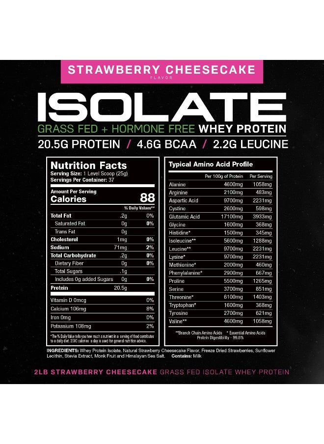 Grass Fed Whey Protein Isolate, Strawberry Cheesecake