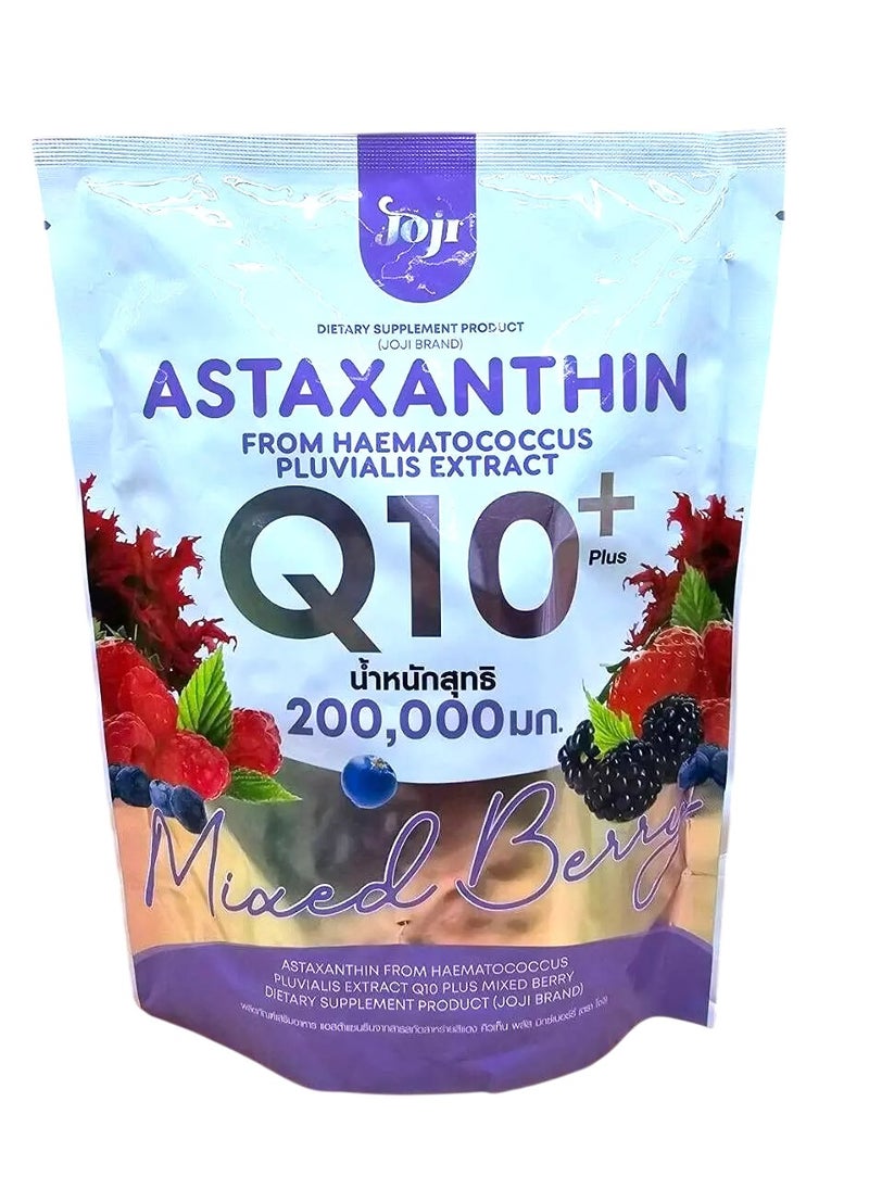 Joji Astaxanthin Q10+ Antioxidant Powder - 200g (200,000mg) | Mixed Berry Flavor | Skin & Energy Support Supplement | Sugar-Free Formula