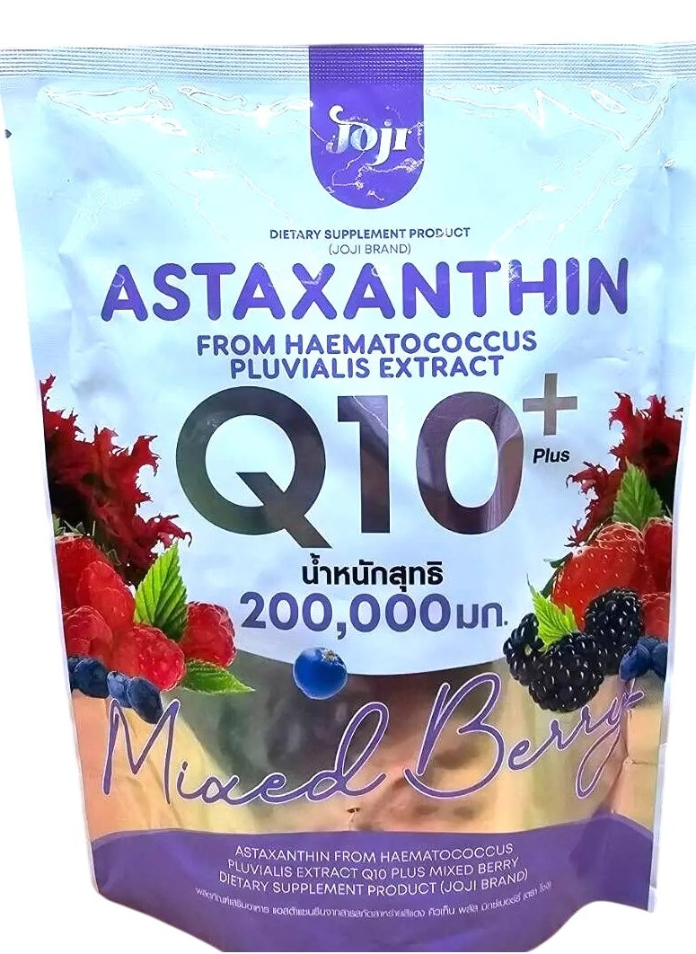Joji Astaxanthin Q10+ Antioxidant Powder - 200g (200,000mg) | Mixed Berry Flavor | Skin & Energy Support Supplement | Sugar-Free Formula