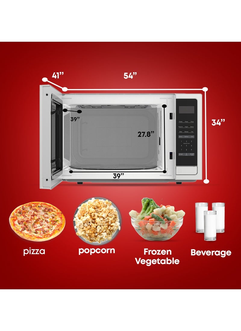 Tornado 42 Liters Digital Microwave Oven 3 in 1 with Grill function 10 Power Levels, 1000W, Touch Control panel, Child-Safety-Lock, Defrost Function, 8 Auto cooking function, Silver, TWDG-42-S-E