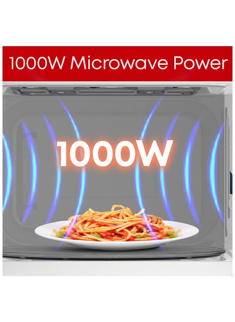 Tornado 42 Liters Digital Microwave Oven 3 in 1 with Grill function 10 Power Levels, 1000W, Touch Control panel, Child-Safety-Lock, Defrost Function, 8 Auto cooking function, Silver, TWDG-42-S-E