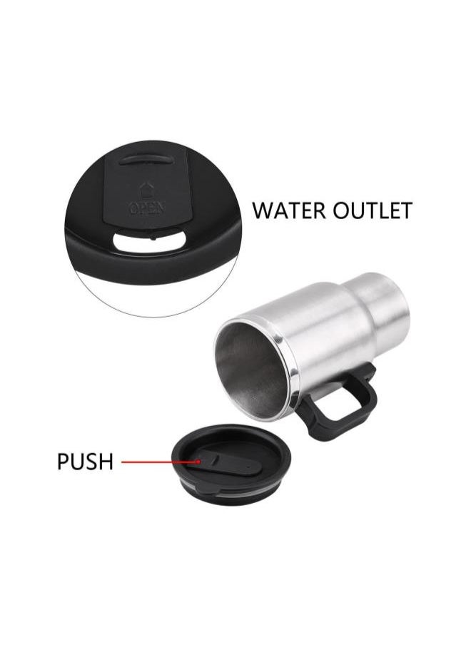 Heated Travel Mug, 12V 450ml Electric Incar Stainless Steel Travel Heating Cup Coffee Tea Car Cup Mug with Anti-Spill Lid Car Electric Kettle for Heating Water, Coffee, Milk and Tea