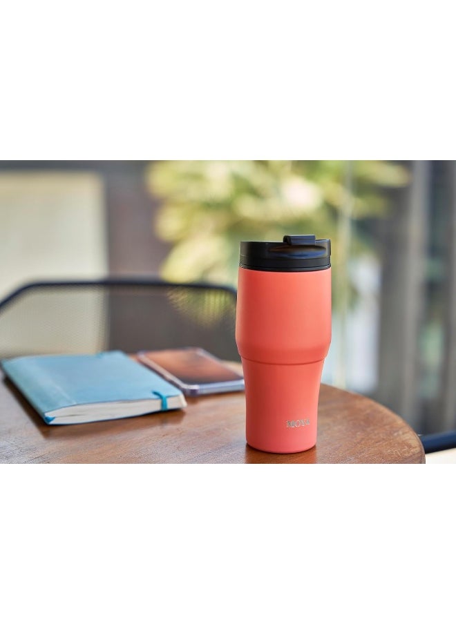High Tide Travel Coffee Mug Black/Coral 380ML