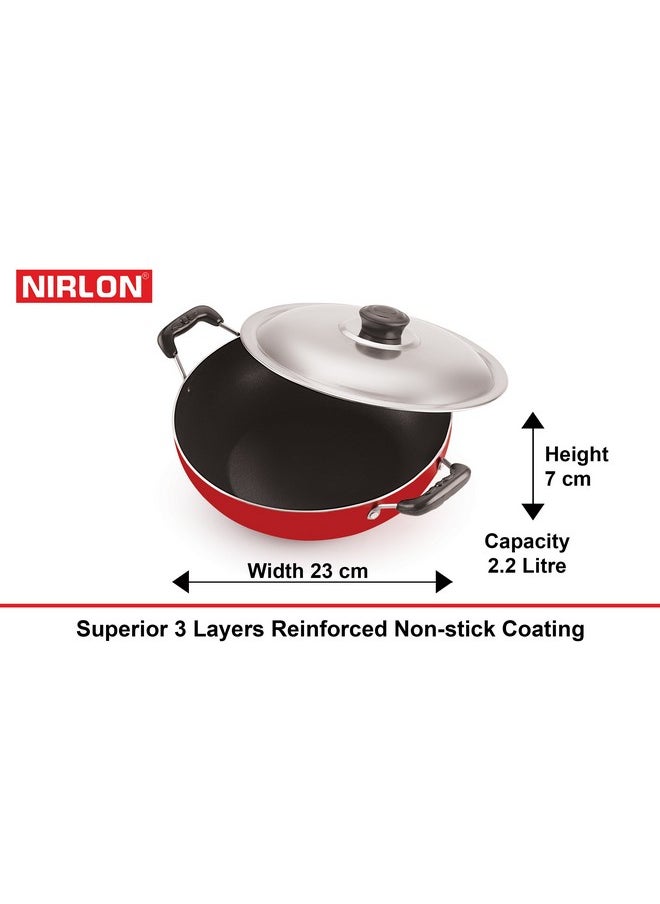 Nirlon Nonstick Cookware Set Standard,6-Pieces,Black and Red