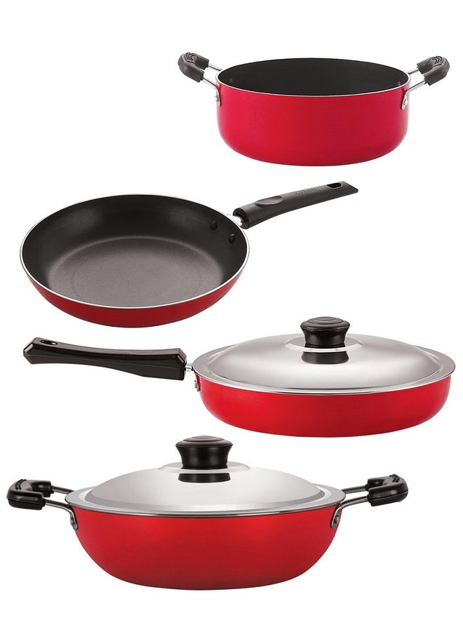 Nirlon Cookware Aluminium Non Stick Gift Cooking Set of 4 Pieces (FP13_DKD(J)_TP22_CS24)