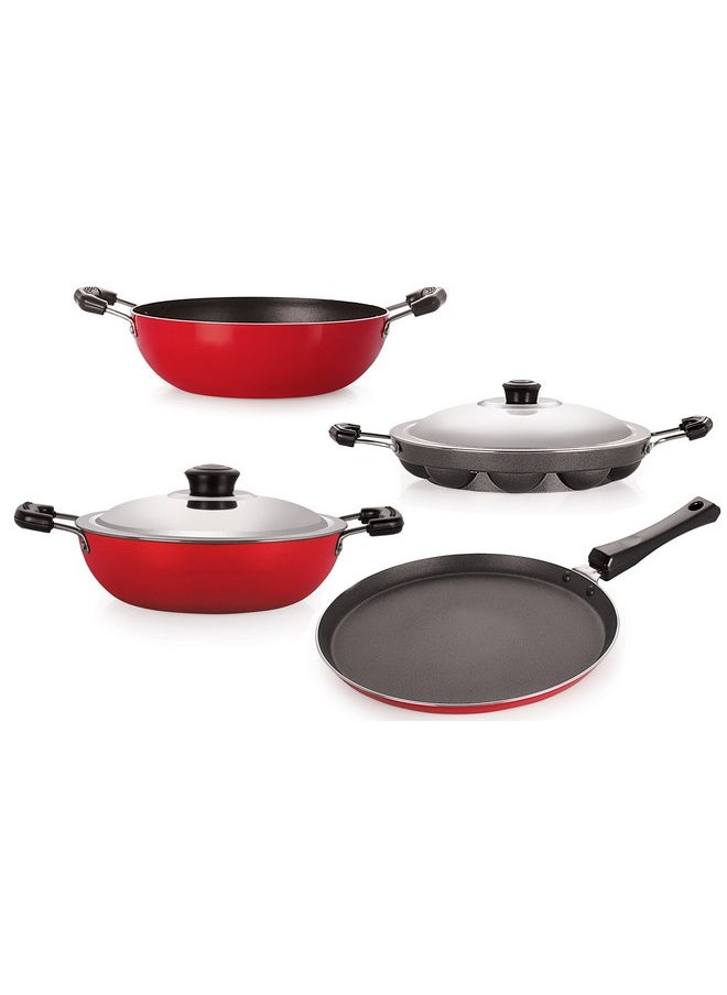 Nirlon Non-Stick Kitchenware Kitchen Cooking Essential Combo Set, (KD12_DKDB_APPAM_FT10)