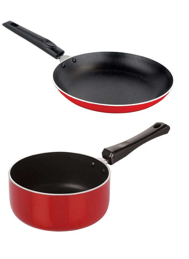 Nirlon Non-Stick Coated Bpa Free Suace Pan and Tapper Pan Combo Cooking Utensil Set, 2.6mm_SP(M)_TP