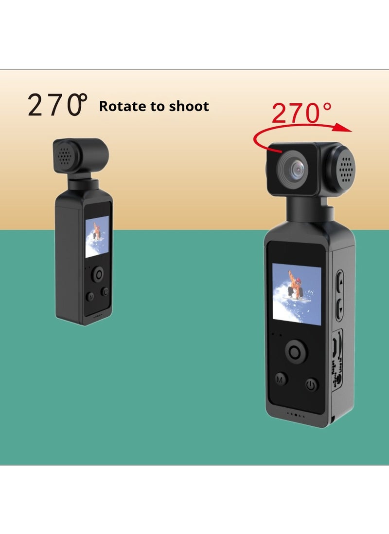 5K Pocket Sports Camera 270° Rotating Creative Handheld Camera Compact Outdoor Action Cam