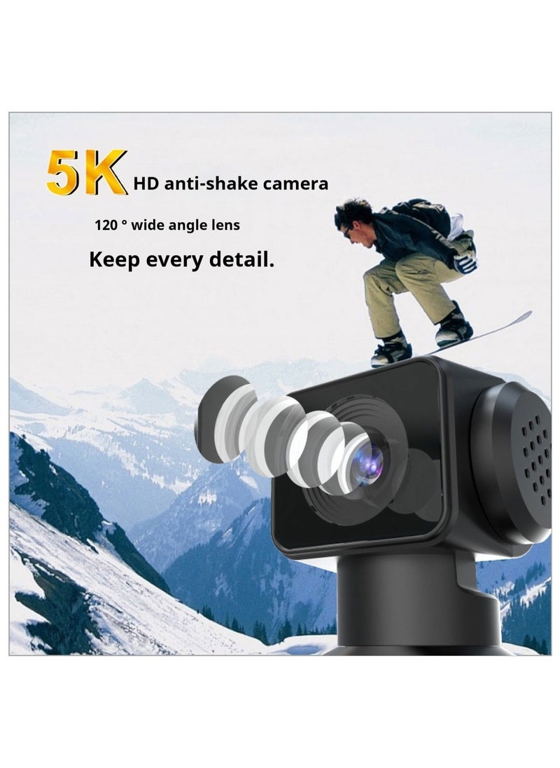 5K Pocket Sports Camera 270° Rotating Creative Handheld Camera Compact Outdoor Action Cam