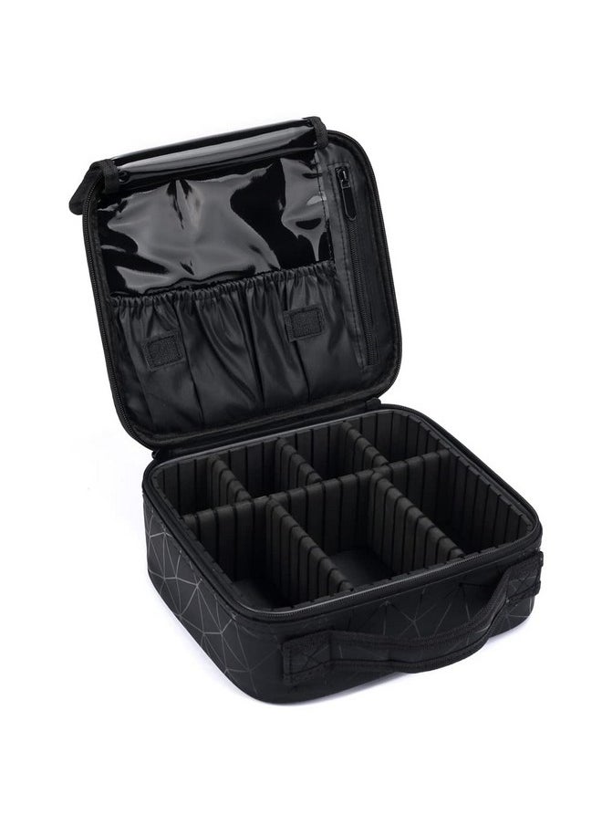 KIRA Professional Cosmetic Makeup Storage Organizer Bag with Adjustable Compartments, Portable Water Proof Cosmetic Travel Case for Women, Vanity Box (BM 41-23) (Diamond Print)