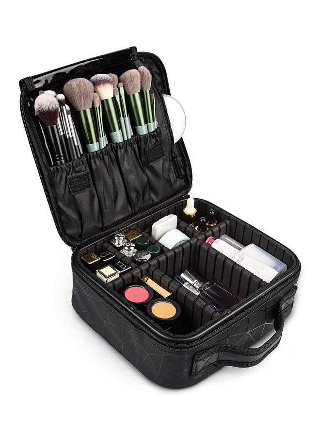 KIRA Professional Cosmetic Makeup Storage Organizer Bag with Adjustable Compartments, Portable Water Proof Cosmetic Travel Case for Women, Vanity Box (BM 41-23) (Diamond Print)