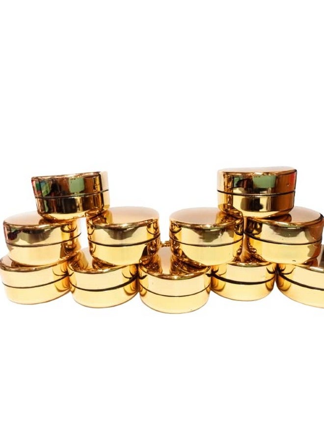 SHREE MAHA 10 Gram Cosmetic Sample Containers with Lids 12pcs Empty Small Makeup Jars Plastic BPA Free color-Golden