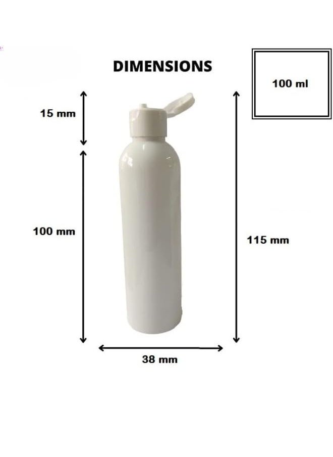 SHREE MAHA Refillable Plastic Bottles with White Flip Top Caps - 100ml Travel Size Cosmetic Containers, Leak Proof Squeeze Bottles for Toiletries, Shampoo (Pack of 10)