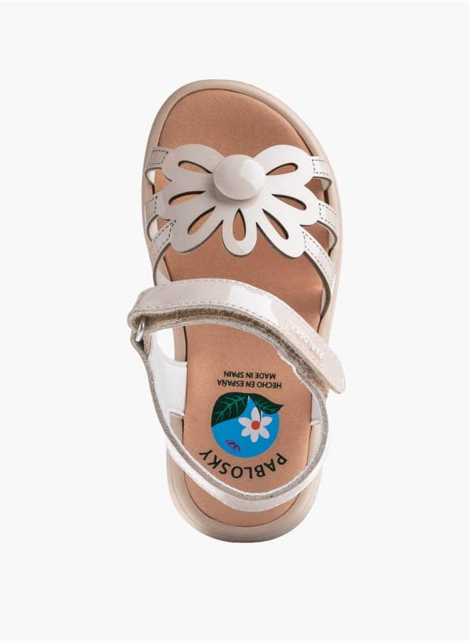 Girls' Butterfly Cutout Detail Sandals With Hook And Loop Closure