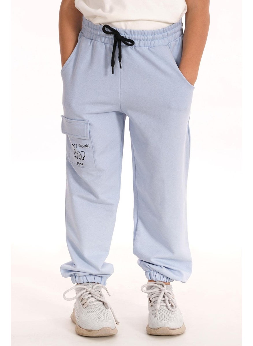 Don't Left Nothing Stop You Text Printed Blue Color Boy's Tracksuit Single Bottom