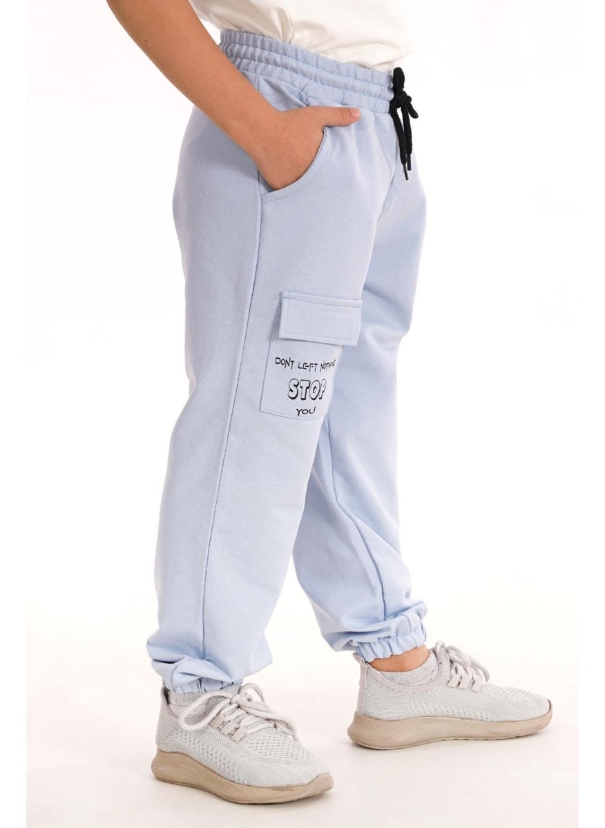 Don't Left Nothing Stop You Text Printed Blue Color Boy's Tracksuit Single Bottom