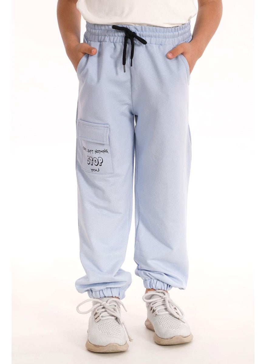 Don't Left Nothing Stop You Text Printed Blue Color Boy's Tracksuit Single Bottom