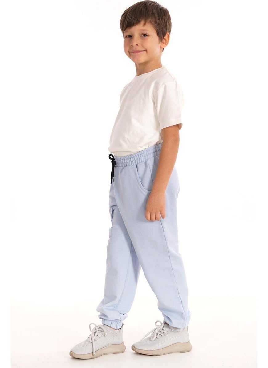 Don't Left Nothing Stop You Text Printed Blue Color Boy's Tracksuit Single Bottom