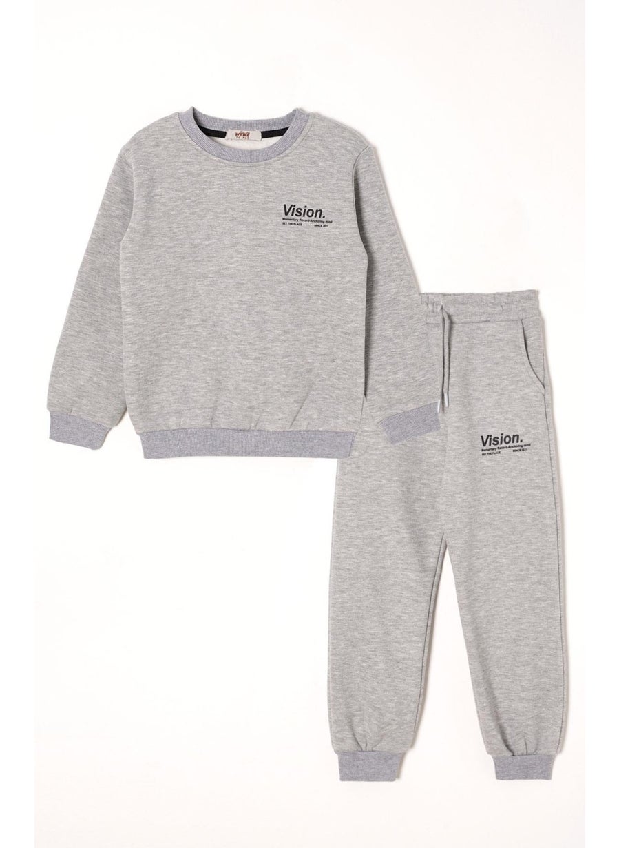 Vision Printed Gray Color Boy Tracksuit