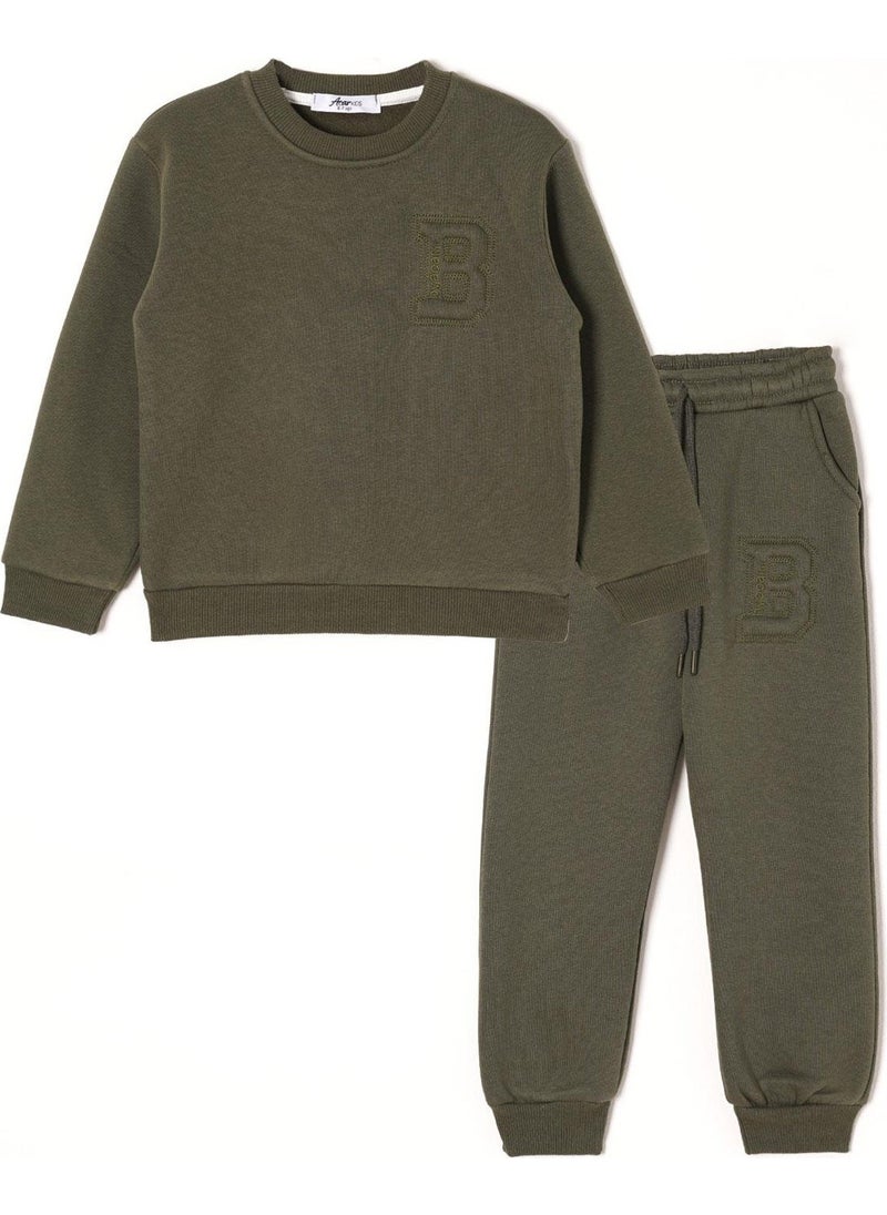 B Printed Khaki Color Boy Tracksuit